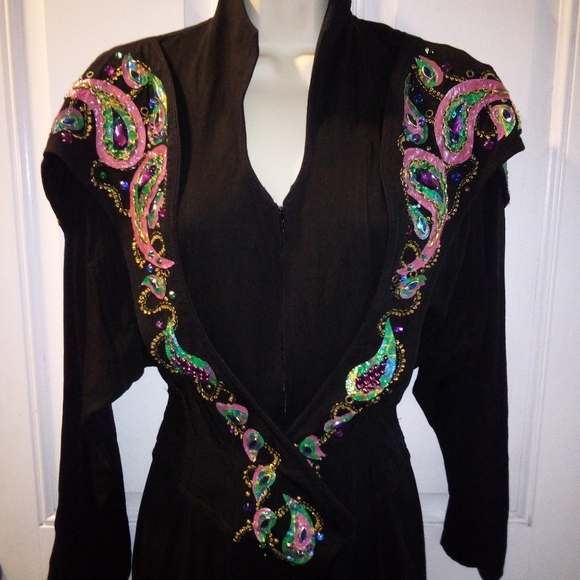 Vintage Embellished IIF 1980's Jumpsuit Size 8 Retro Holiday Christmas - Picture 7 of 15